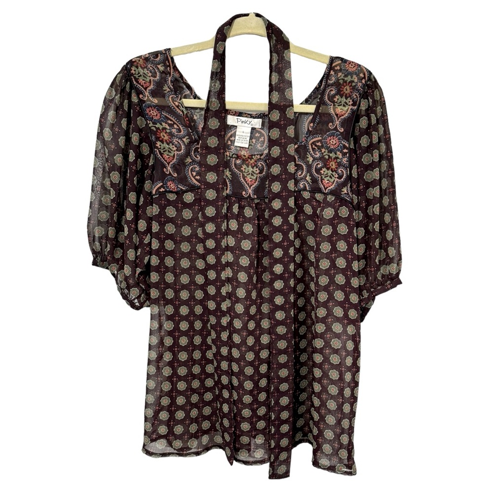 Pinky Women’s Boho Blouse‎ Size M. 19PTP. 30L.